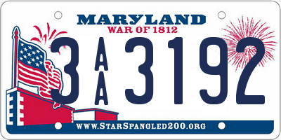 MD license plate 3AA3192