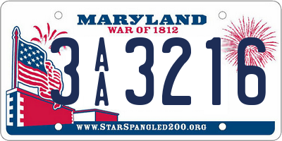 MD license plate 3AA3216