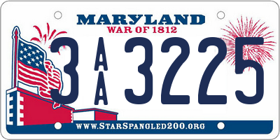 MD license plate 3AA3225