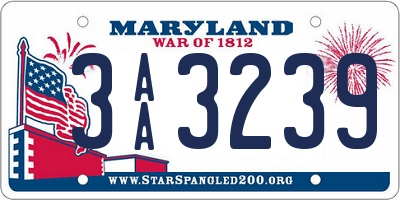 MD license plate 3AA3239