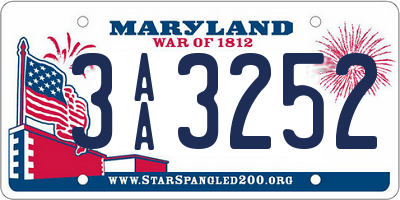 MD license plate 3AA3252