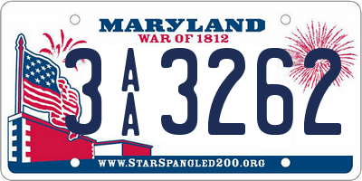MD license plate 3AA3262