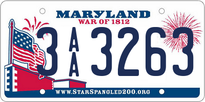 MD license plate 3AA3263