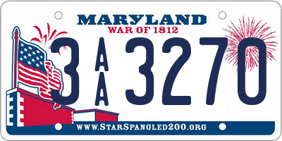MD license plate 3AA3270