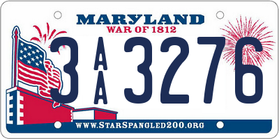 MD license plate 3AA3276