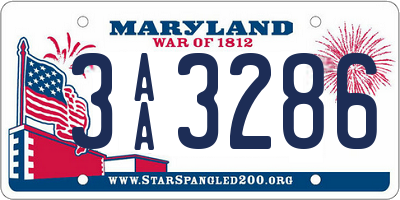 MD license plate 3AA3286