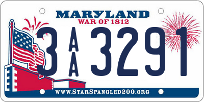 MD license plate 3AA3291