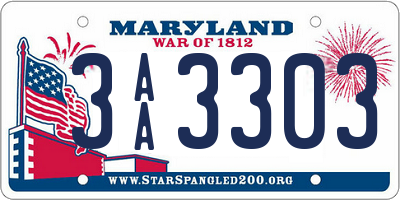 MD license plate 3AA3303
