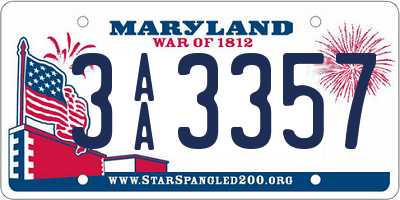 MD license plate 3AA3357