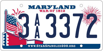 MD license plate 3AA3372