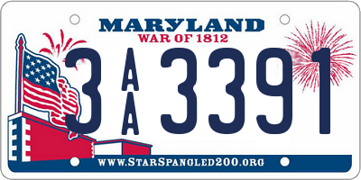 MD license plate 3AA3391