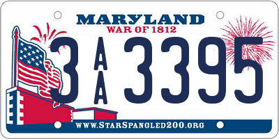 MD license plate 3AA3395