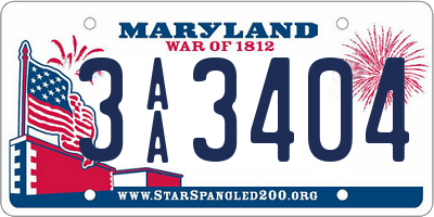MD license plate 3AA3404