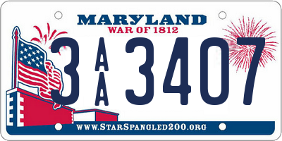 MD license plate 3AA3407