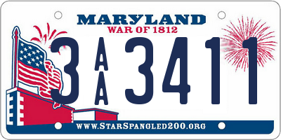 MD license plate 3AA3411