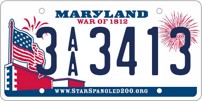 MD license plate 3AA3413