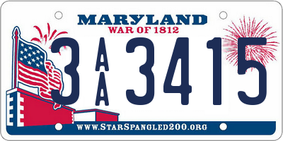 MD license plate 3AA3415