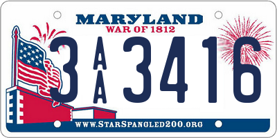 MD license plate 3AA3416