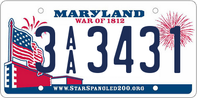 MD license plate 3AA3431