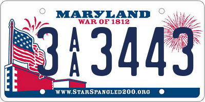 MD license plate 3AA3443