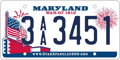 MD license plate 3AA3451