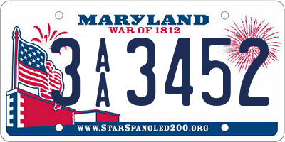 MD license plate 3AA3452