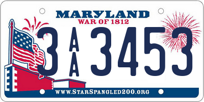 MD license plate 3AA3453