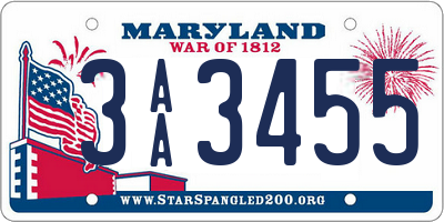 MD license plate 3AA3455