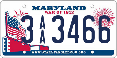 MD license plate 3AA3466