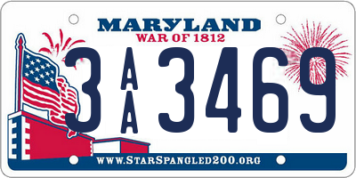 MD license plate 3AA3469