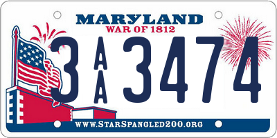 MD license plate 3AA3474