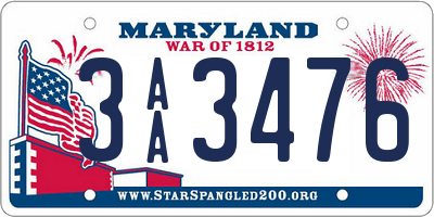 MD license plate 3AA3476