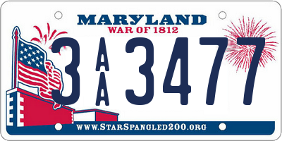MD license plate 3AA3477