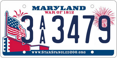 MD license plate 3AA3479