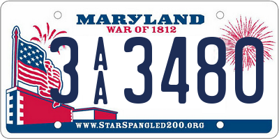 MD license plate 3AA3480