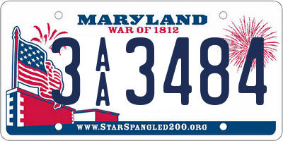 MD license plate 3AA3484