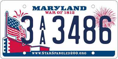 MD license plate 3AA3486