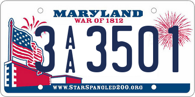 MD license plate 3AA3501