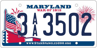 MD license plate 3AA3502