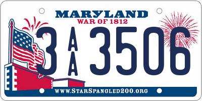 MD license plate 3AA3506