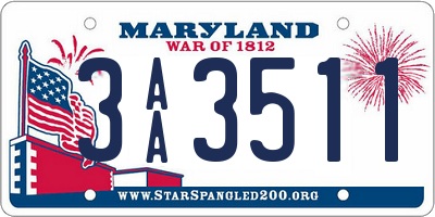 MD license plate 3AA3511