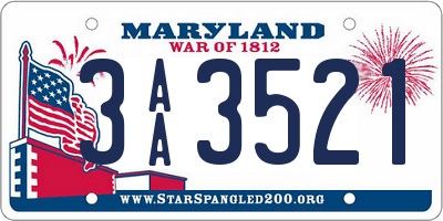 MD license plate 3AA3521