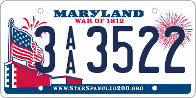 MD license plate 3AA3522