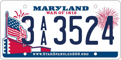 MD license plate 3AA3524