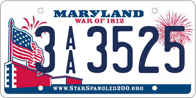 MD license plate 3AA3525