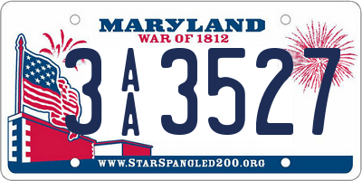 MD license plate 3AA3527