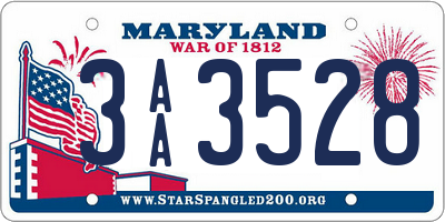 MD license plate 3AA3528