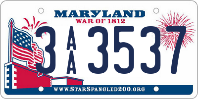 MD license plate 3AA3537