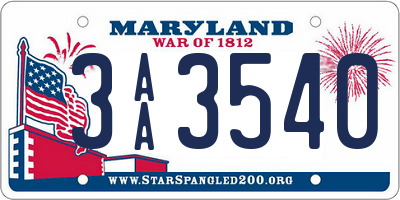 MD license plate 3AA3540