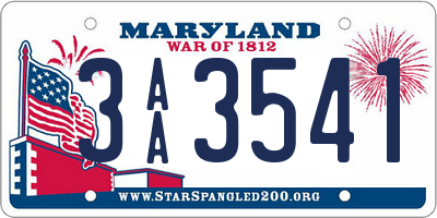 MD license plate 3AA3541